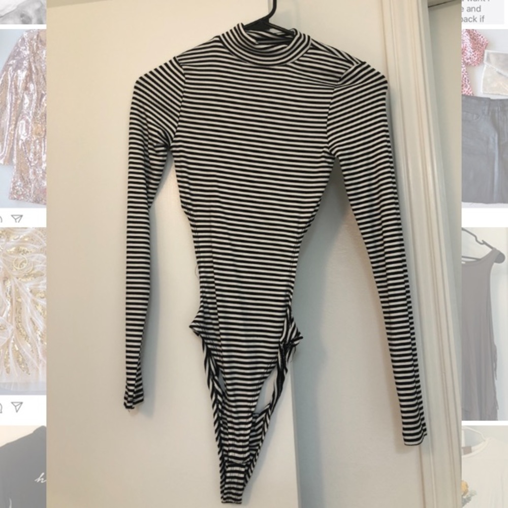 Stripe mock neck bodysuit